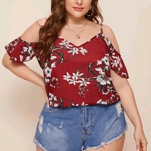 Cold shoulder floral top